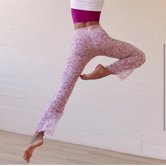 Free People Pink Patterned High-Waist Flare Pants - Picture 6 of 10